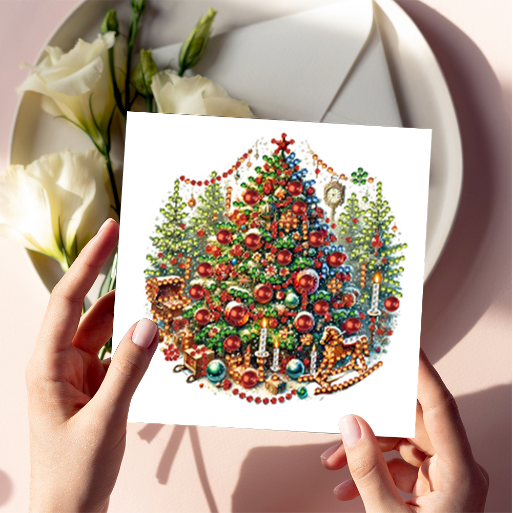 6Pcs DIY Diamond Painting Greeting Card - Christmas Tree