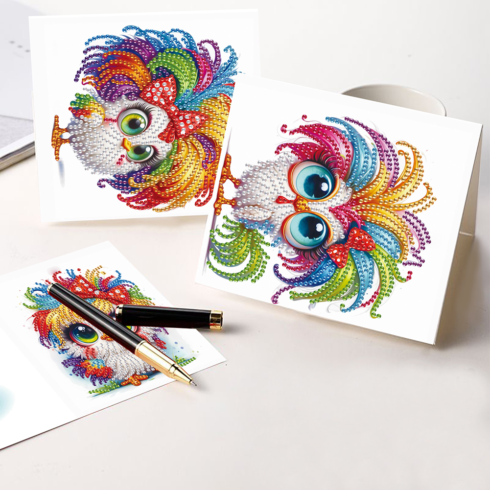 6Pcs DIY Diamond Painting Birthday Greeting Card - Funny Chicken