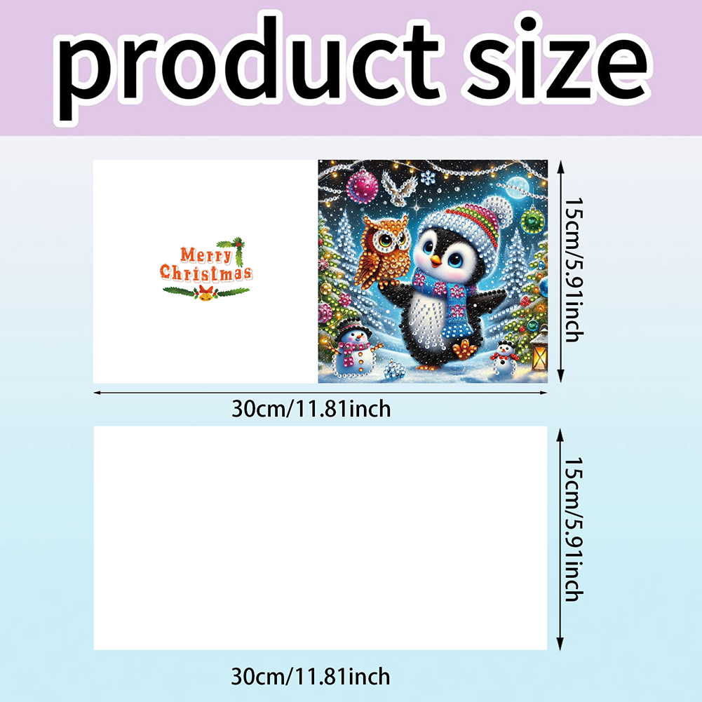 6Pcs DIY Diamond Painting Greeting Card - Christmas Penguin