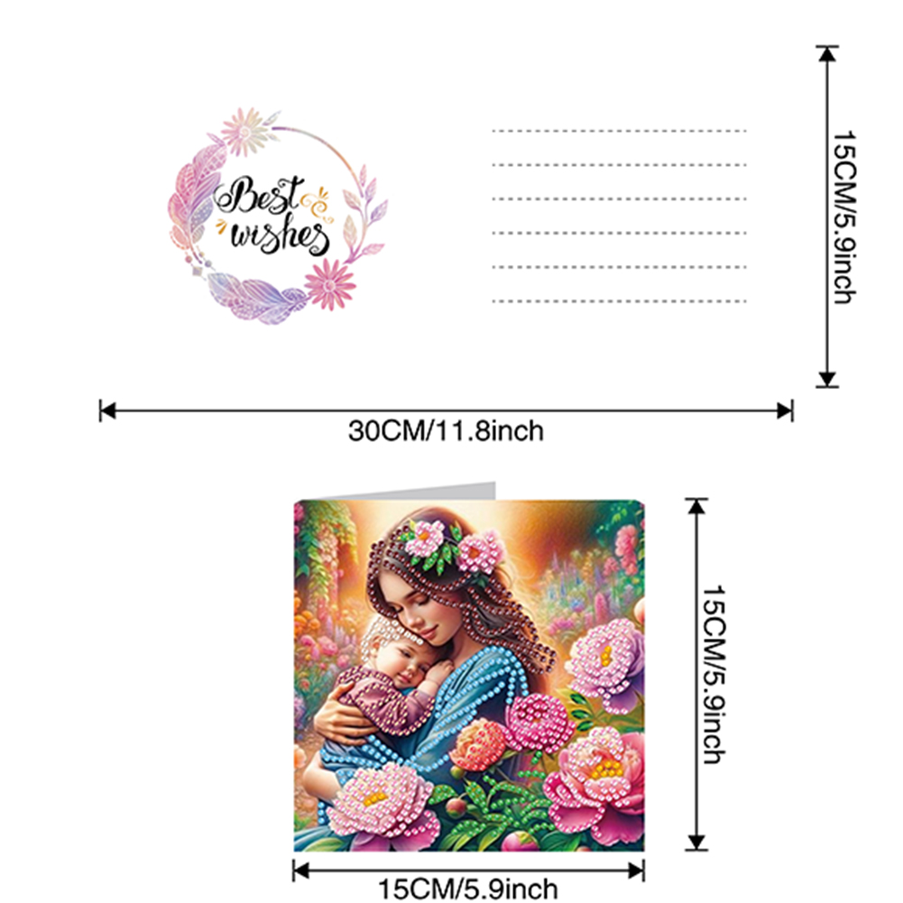 6Pcs DIY Diamond Painting Greeting Card - Happy Mothers Day