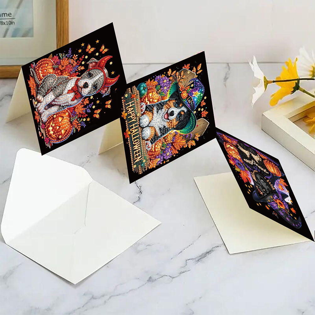 6Pcs DIY Diamond Painting Greeting Card - Halloween Designs