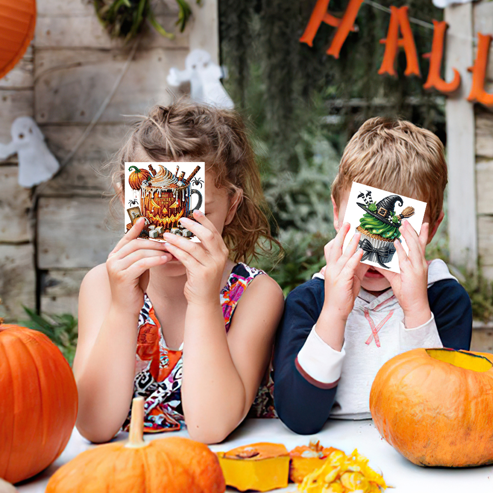 6Pcs DIY Diamond Painting Greeting Card - Halloween Designs