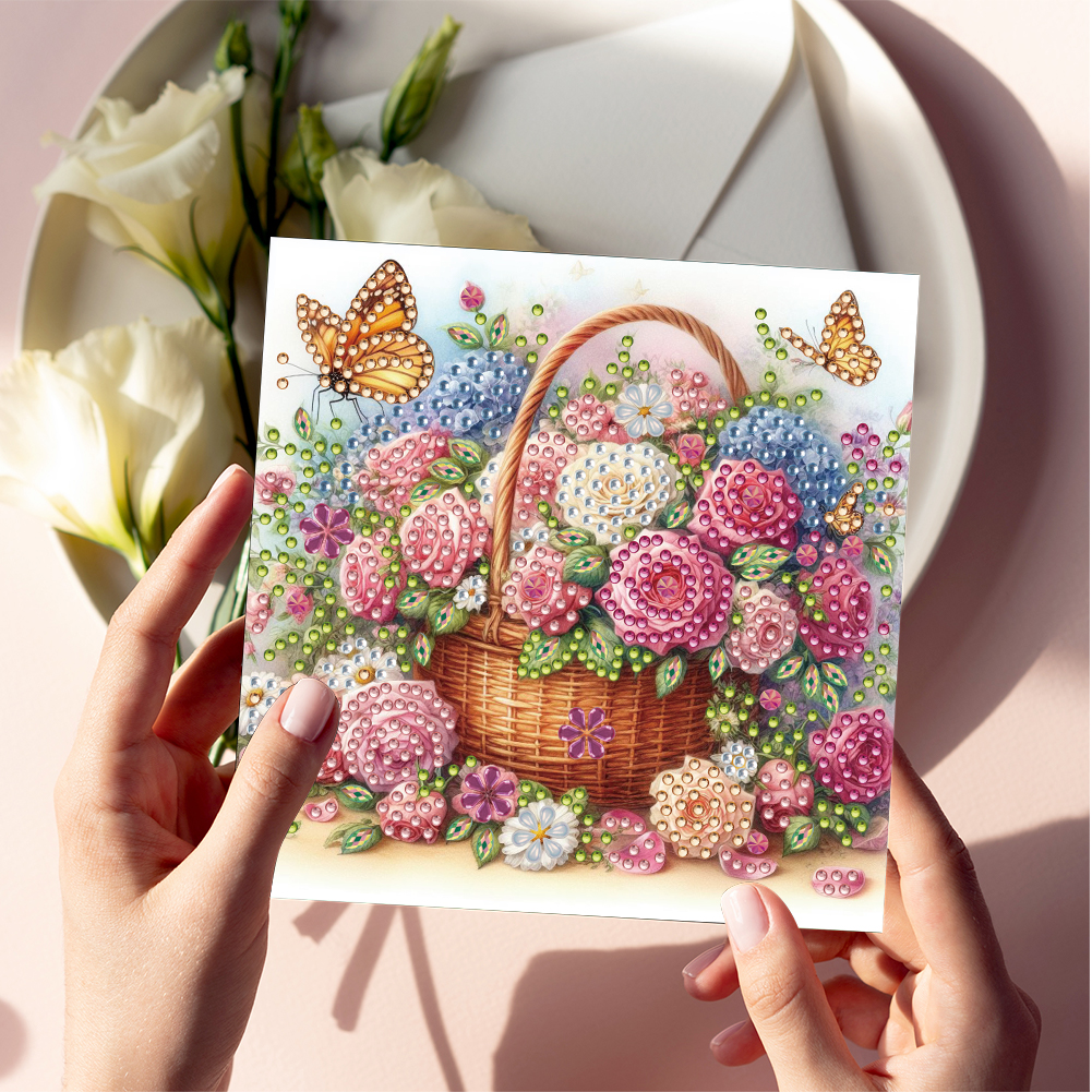 6Pcs DIY Diamond Painting Greeting Card - Bouquet
