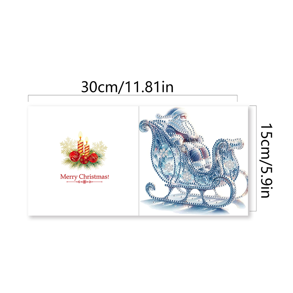 6Pcs DIY Diamond Painting Greeting Card - Sleigh