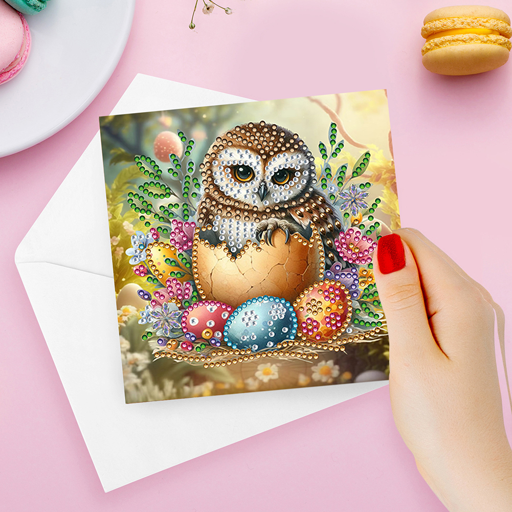 6pcs DIY Diamond Painting Greeting Card - Easter Egg Owls