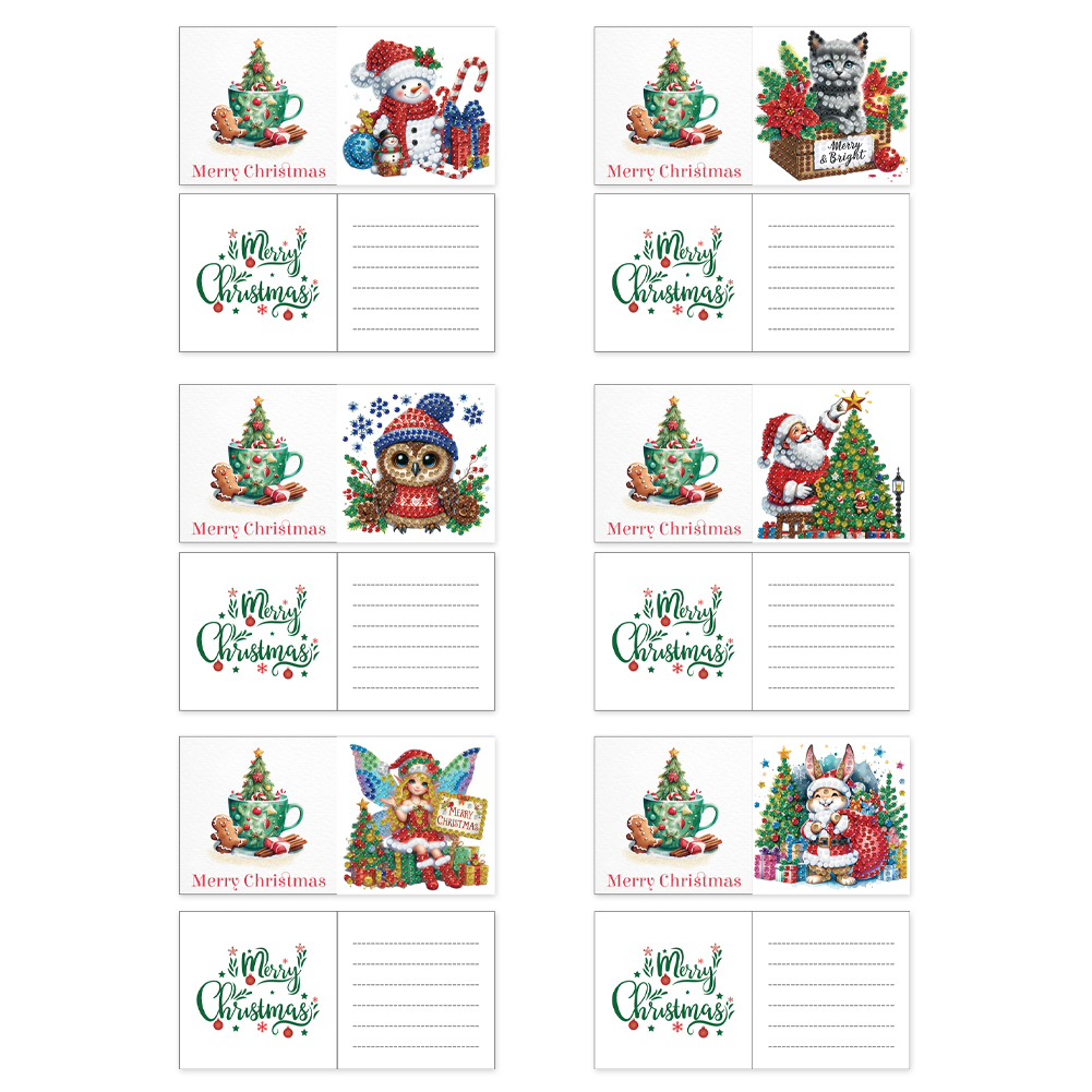 (Limited Stock)6Pcs DIY Diamond Painting Greeting Card - Merry Christmas