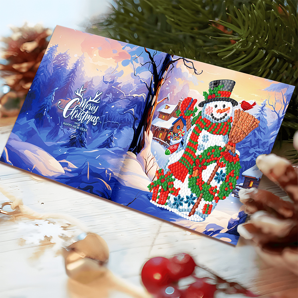 12Pcs DIY Diamond Painting Greeting Card - Christmas