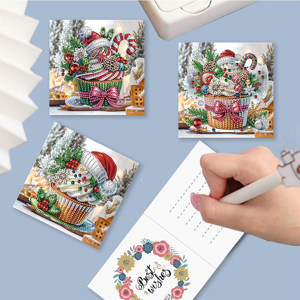 6pcs DIY Diamond Painting Greeting Card - Christmas Dessert