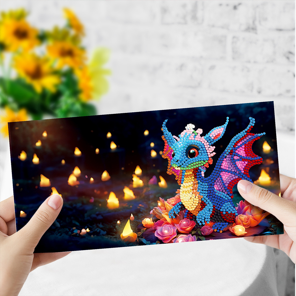 8pcs DIY Diamond Painting Greeting Card - Flower Pterosaur