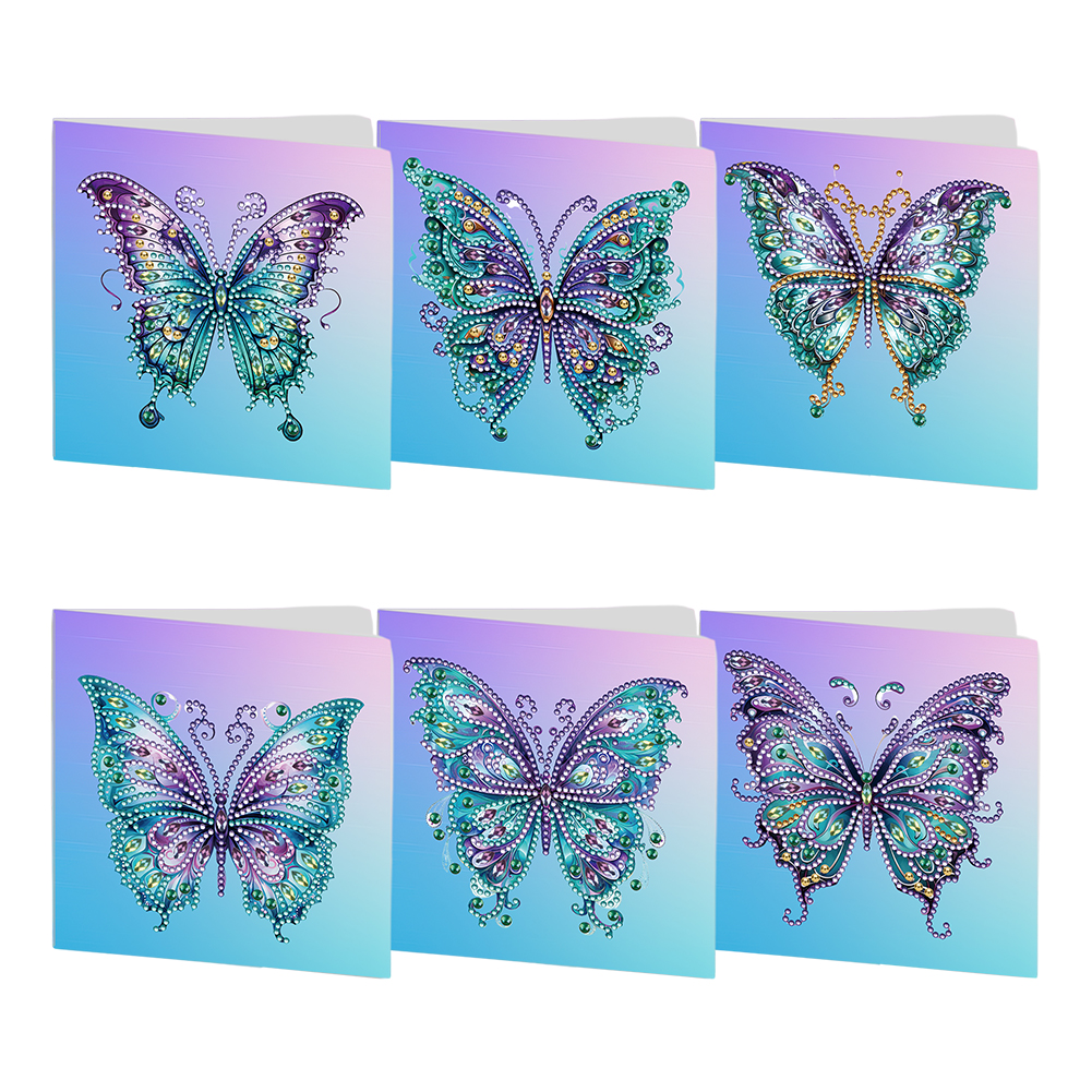 6pcs DIY Diamond Painting Greeting Card - Blue Butterfly