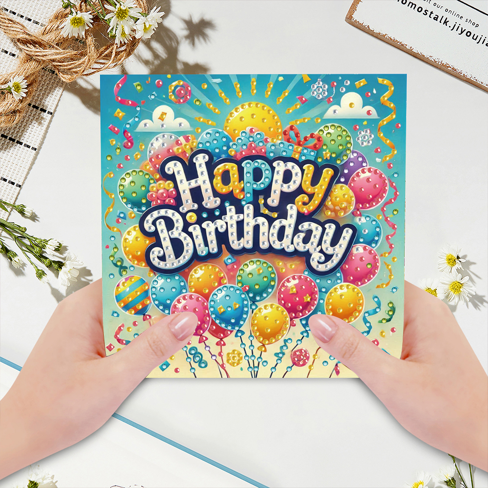 6Pcs DIY Diamond Painting Greeting Card - Birthday