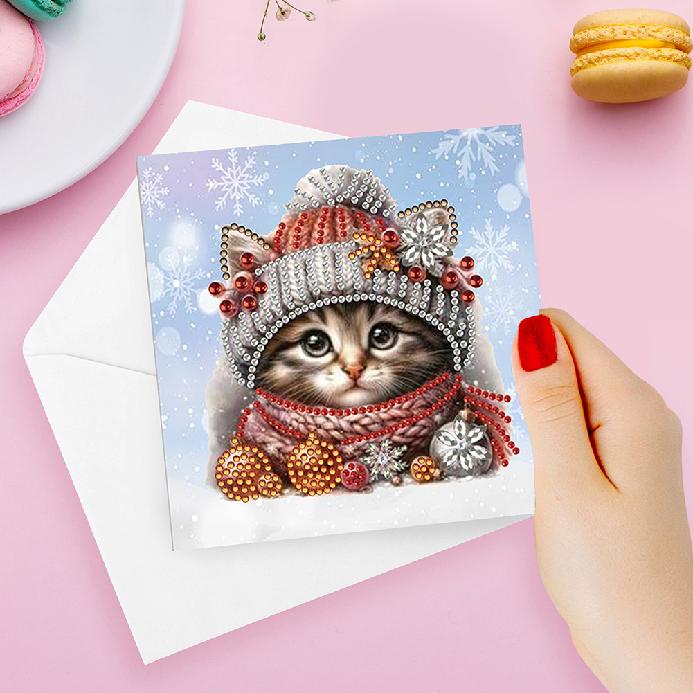 6Pcs DIY Diamond Painting Greeting Card - Kitten