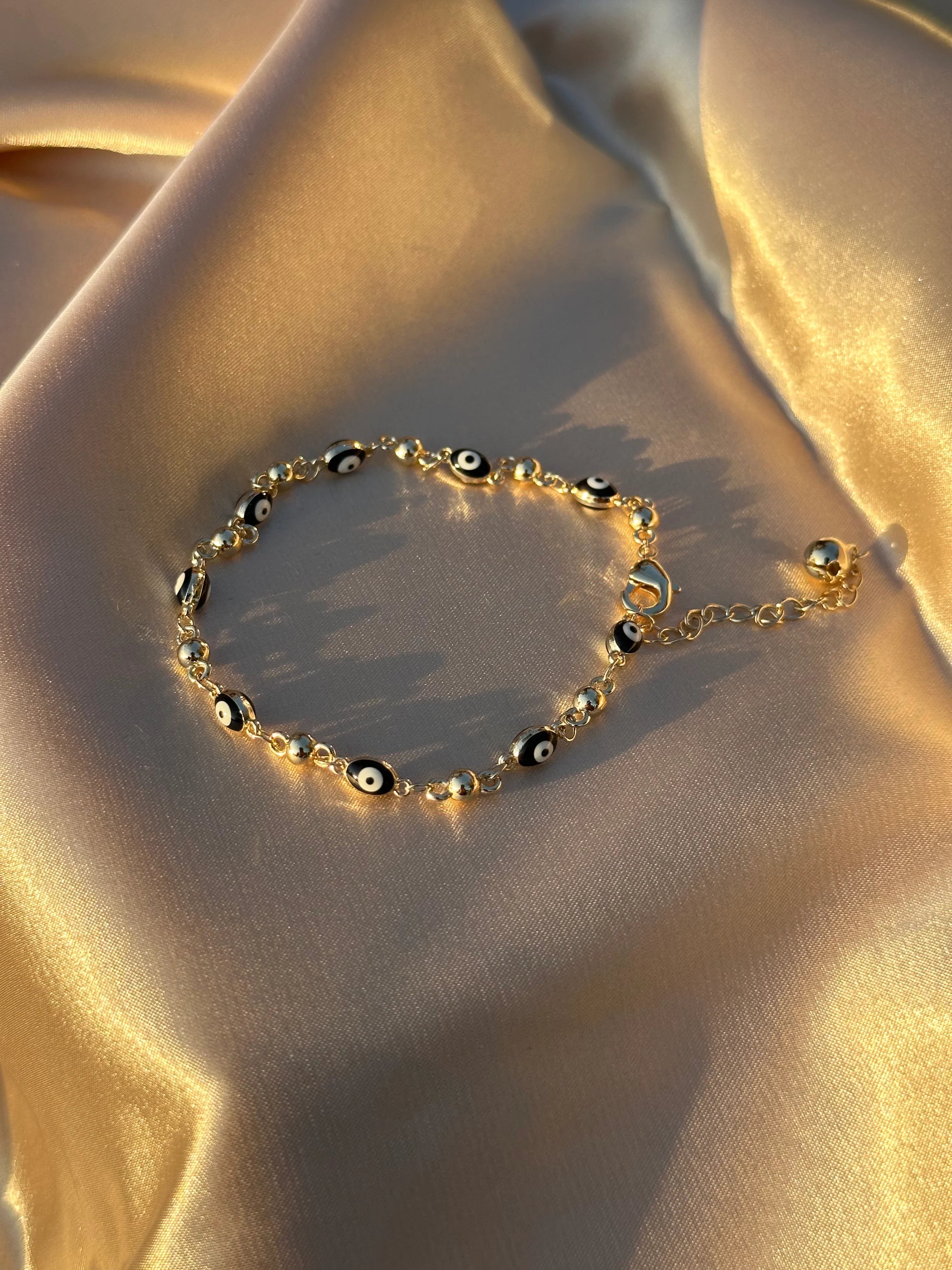 Black Oval Evil Eye Anklet
