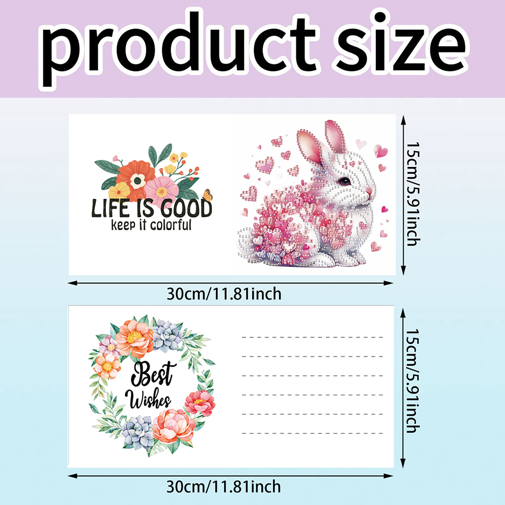 6Pcs DIY Diamond Painting Greeting Card - Animals