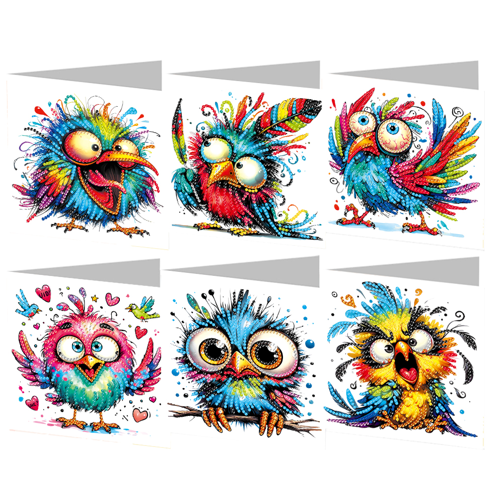 6Pcs DIY Diamond Painting Greeting Card - Bird Family