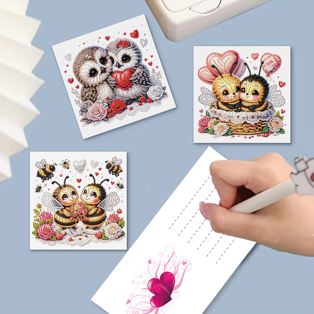 6Pcs DIY Diamond Painting Greeting Card - Animals
