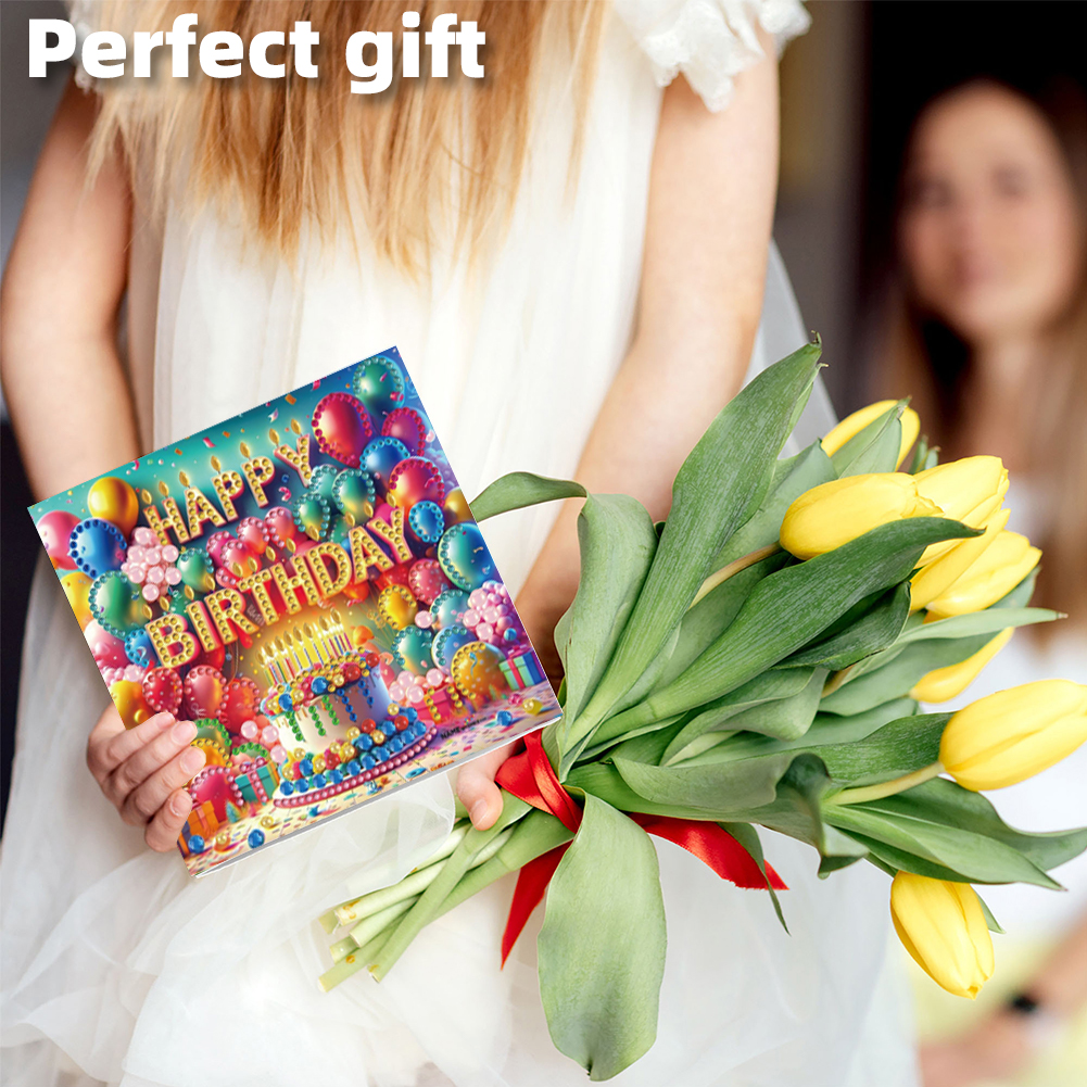 6Pcs DIY Diamond Painting Greeting Card - Birthday