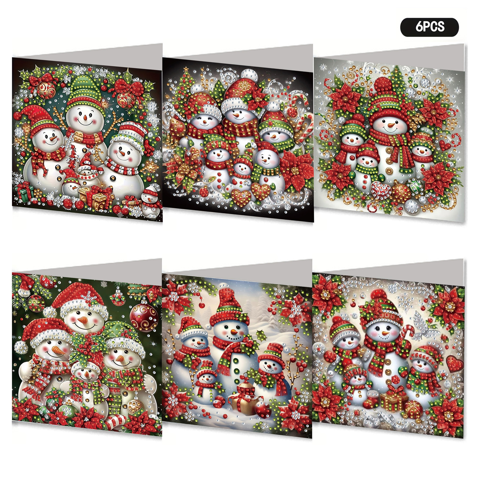 6Pcs DIY Diamond Painting Greeting Card - Snowman