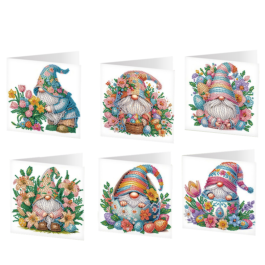 6Pcs DIY Diamond Painting Greeting Card - Easter Gnome