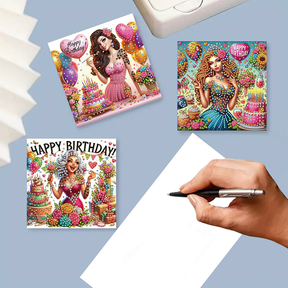 6Pcs DIY Diamond Painting Greeting Card - Birthday