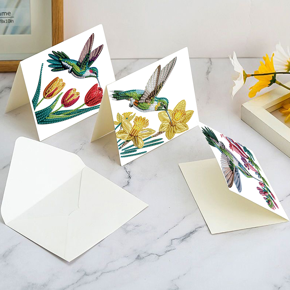 6Pcs DIY Diamond Painting Greeting Card - Hummingbird