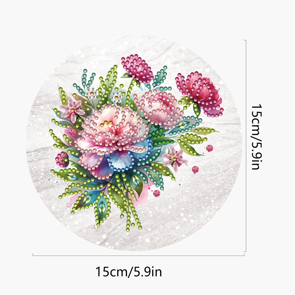 12Pcs DIY Diamond Painting Single-sided Greeting Card - Bouquet