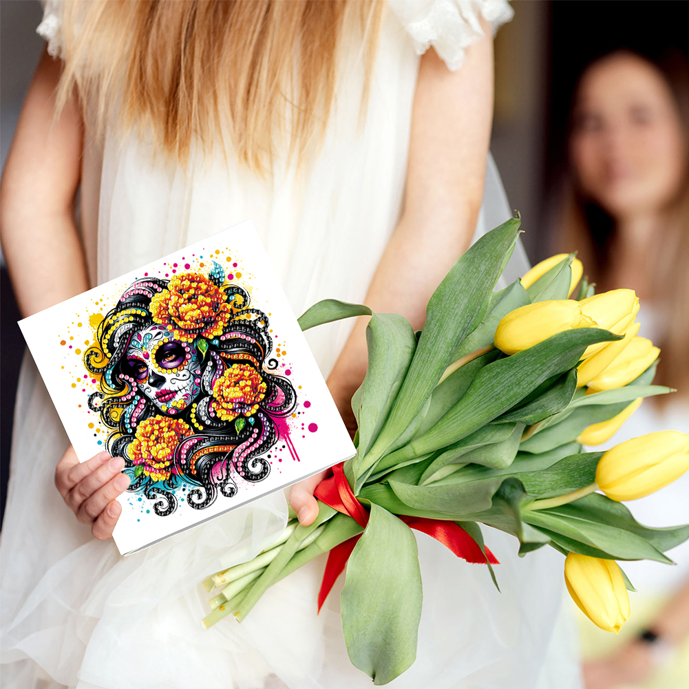 6Pcs DIY Diamond Painting Greeting Card - Skull Family