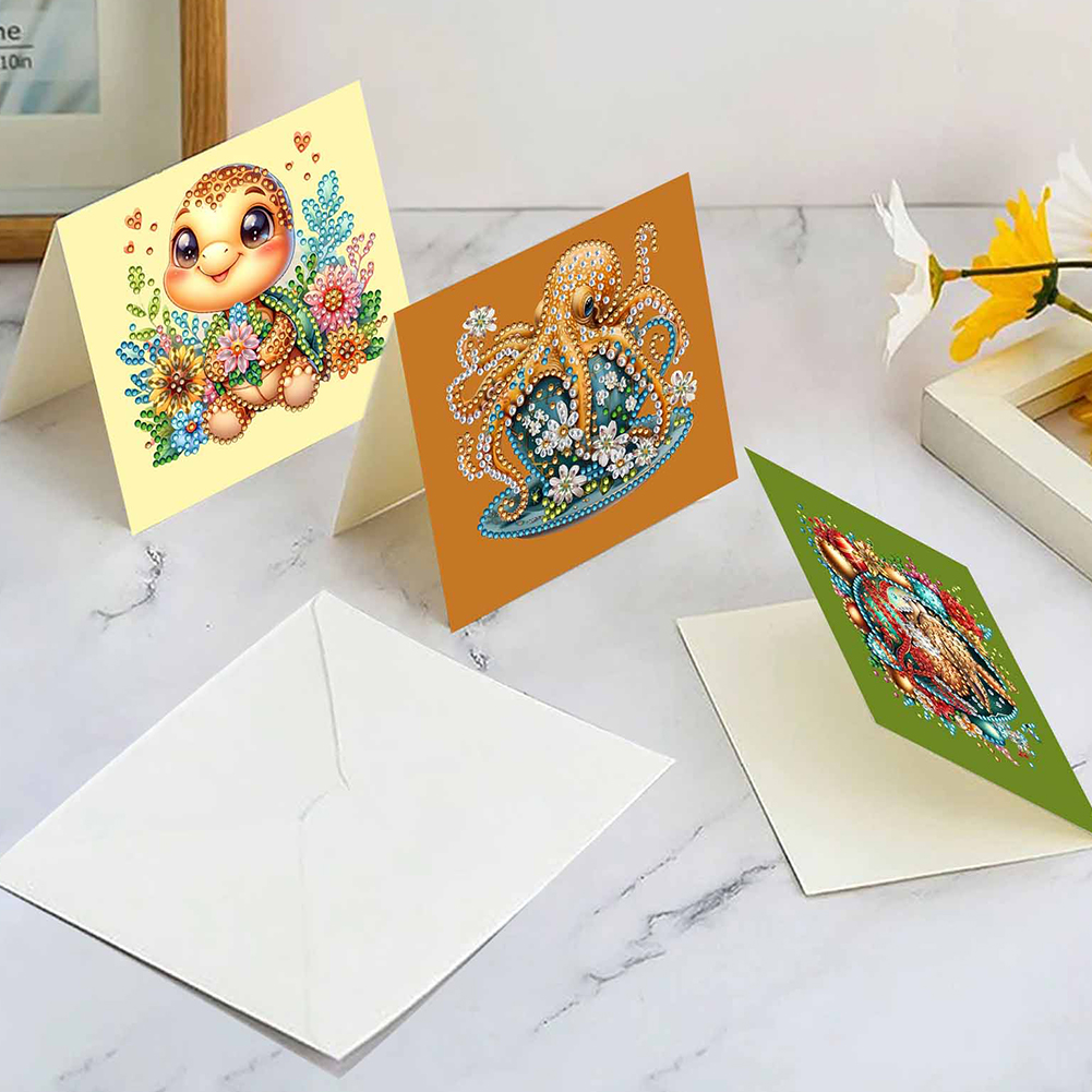 10Pcs DIY Diamond Painting Greeting Card - Animals