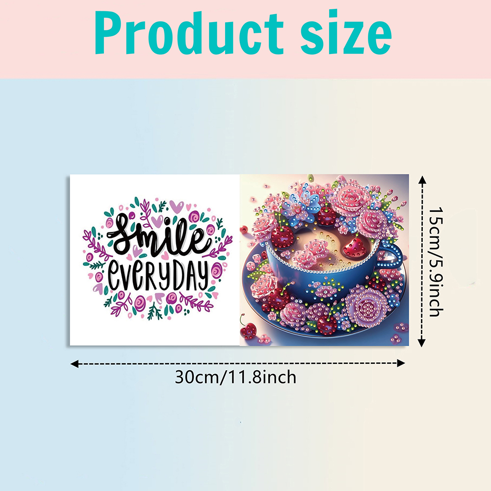 6Pcs DIY Diamond Painting Greeting Card - Coffee