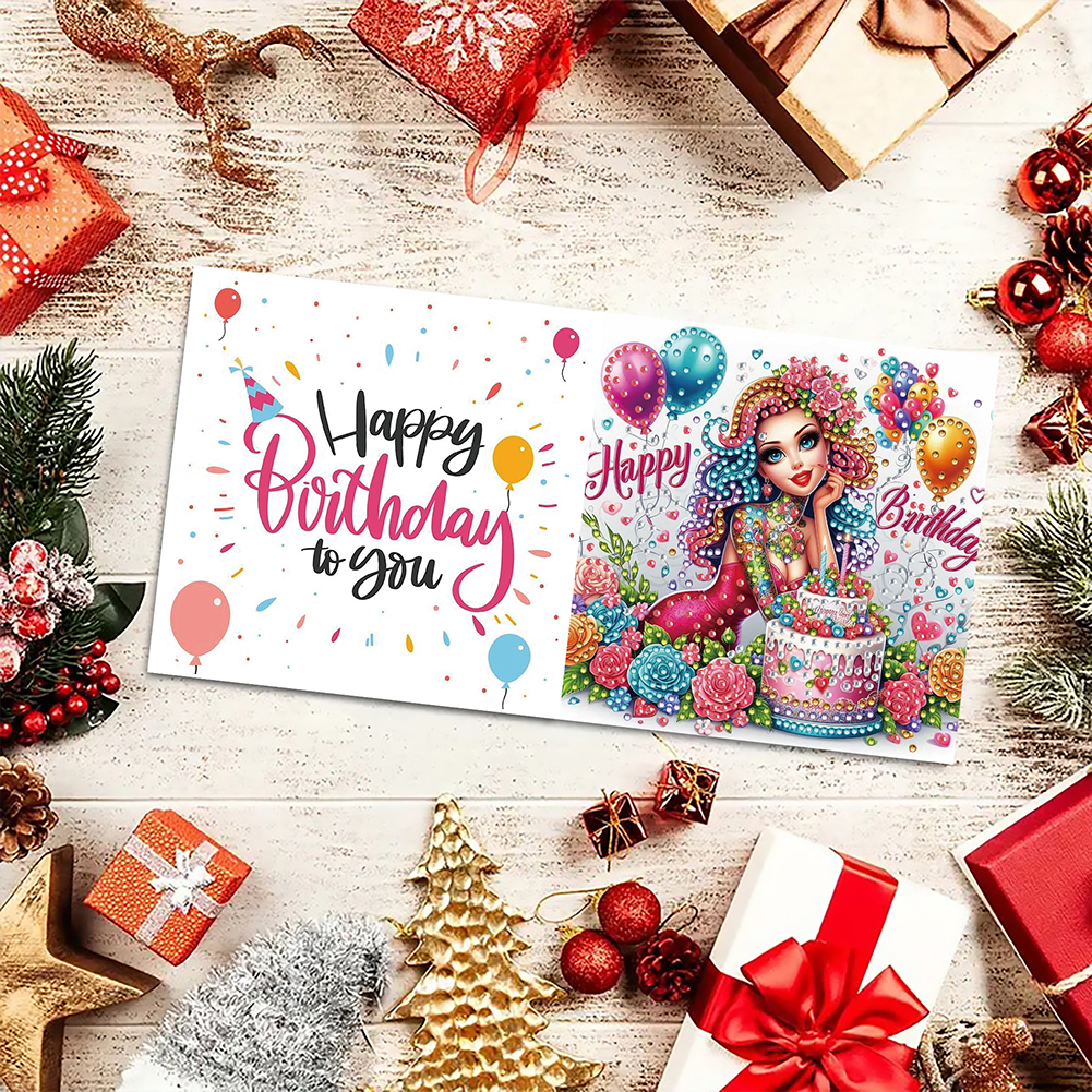 6Pcs DIY Diamond Painting Greeting Card - Birthday