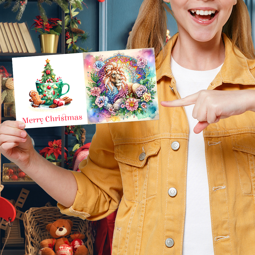 (Limited Stock)6Pcs DIY Diamond Painting Greeting Card - Animals