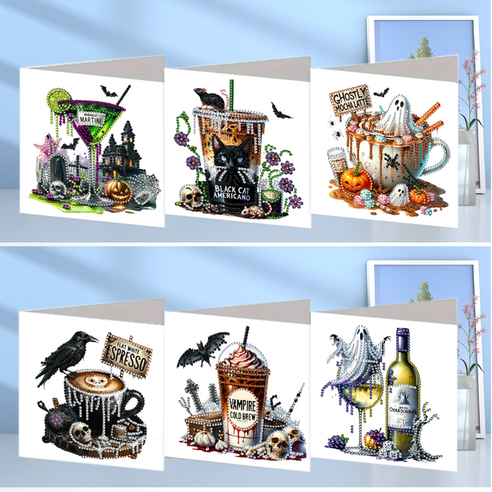 6Pcs DIY Diamond Painting Greeting Card - Halloween