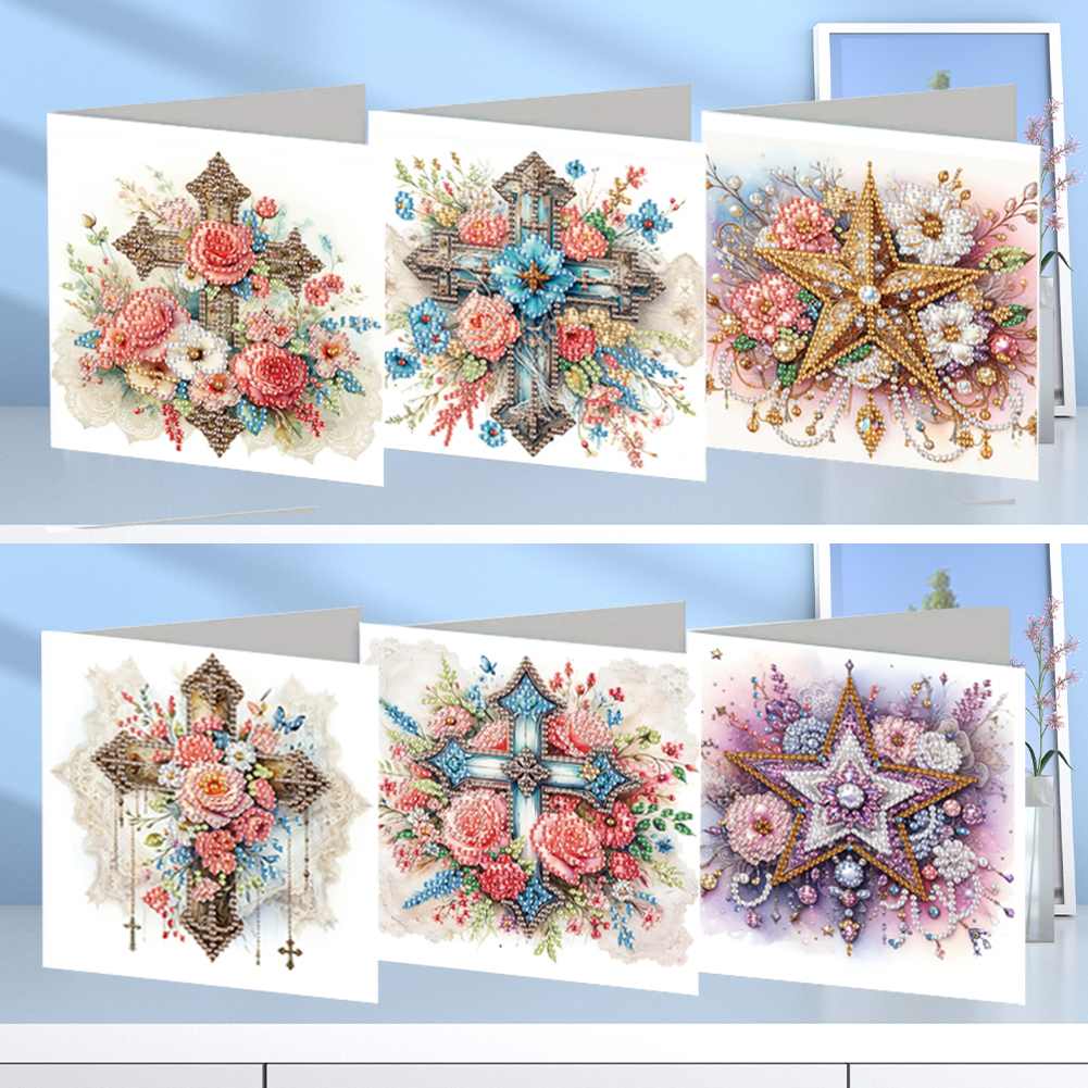 6Pcs DIY Diamond Painting Greeting Card - Faith