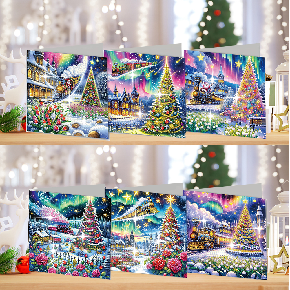 6Pcs DIY Diamond Painting Greeting Card - Christmas Tree