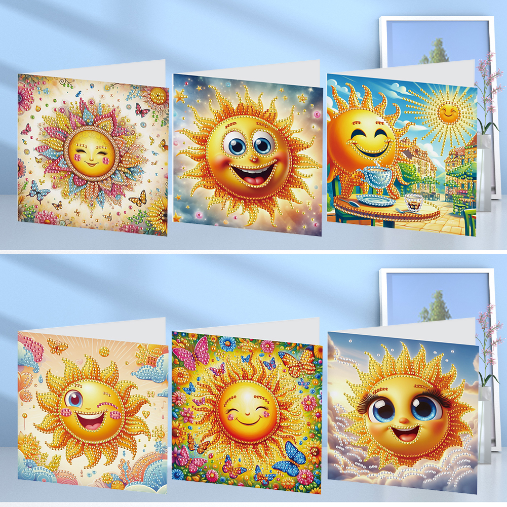 6Pcs DIY Diamond Painting Greeting Card - Sun Family