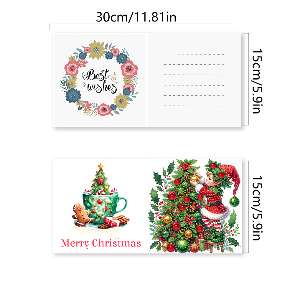6Pcs DIY Diamond Painting Greeting Card - Christmas