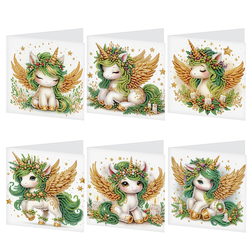 6Pcs DIY Diamond Painting Greeting Card - Unicorn Family