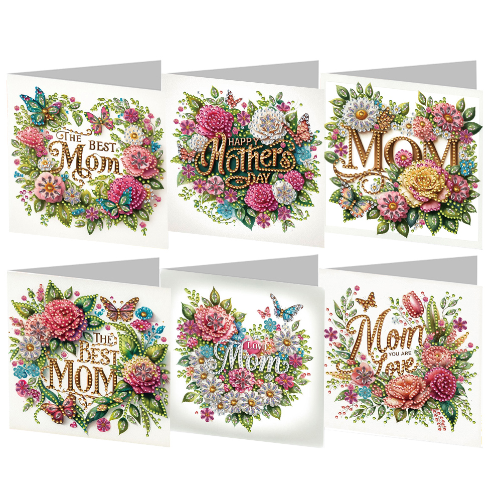 6Pcs DIY Diamond Painting Greeting Card - Mothers Day