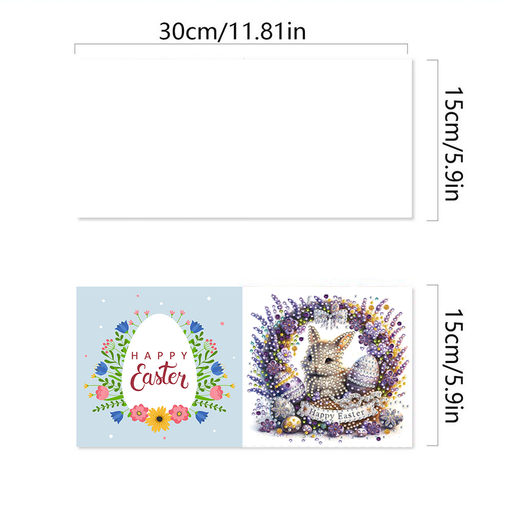 6Pcs DIY Diamond Painting Greeting Card - Easter Bunny Wreath