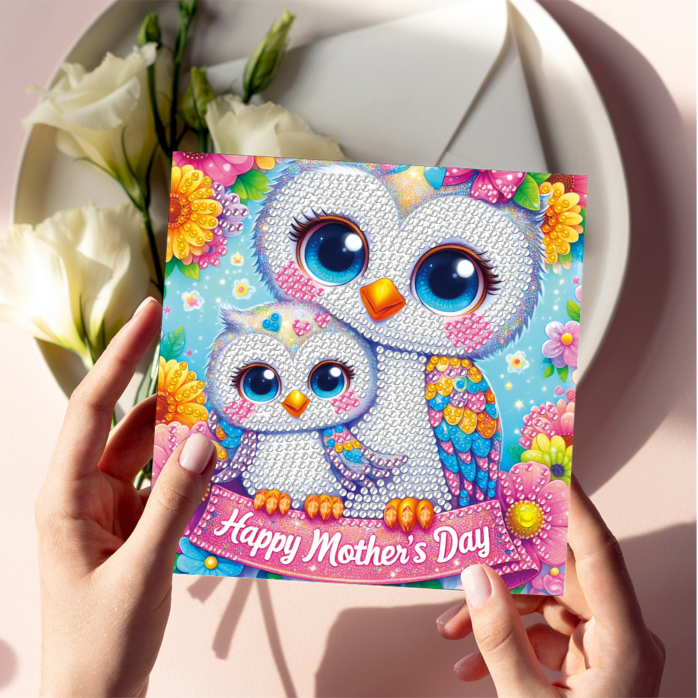 6Pcs DIY Diamond Painting Greeting Card - Happy Mothers Day