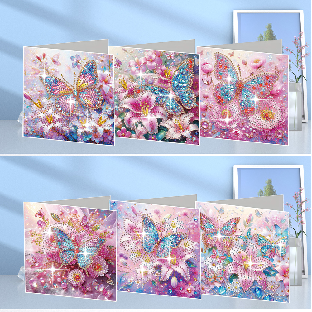 6Pcs DIY Diamond Painting Greeting Card - Butterfly