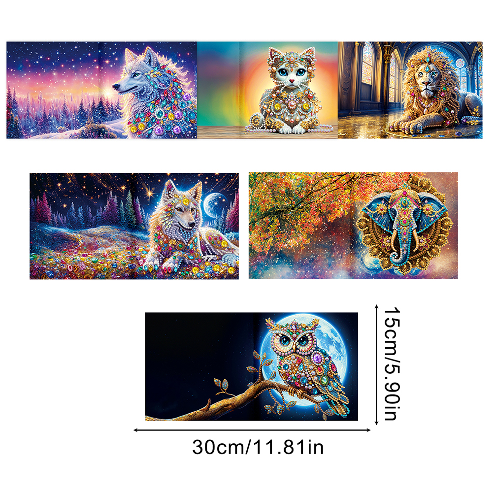6Pcs DIY Diamond Painting Greeting Card - Animals