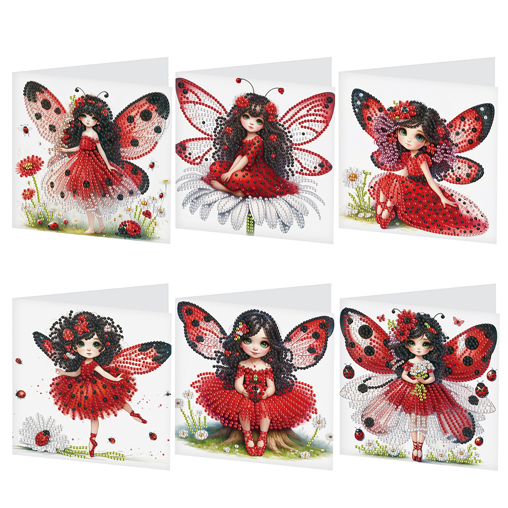 6Pcs DIY Diamond Painting Birthday Greeting Card - Elf Girl