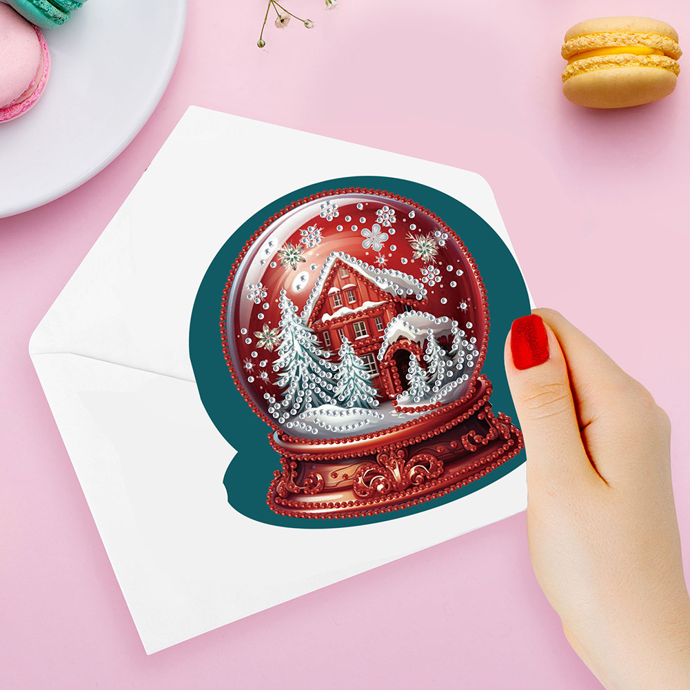 6Pcs DIY Diamond Painting Greeting Card - Xmas Snow Globe
