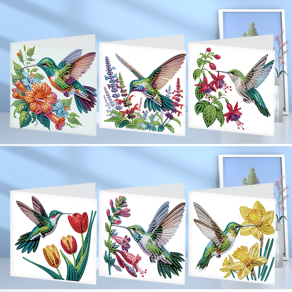 6Pcs DIY Diamond Painting Greeting Card - Hummingbird