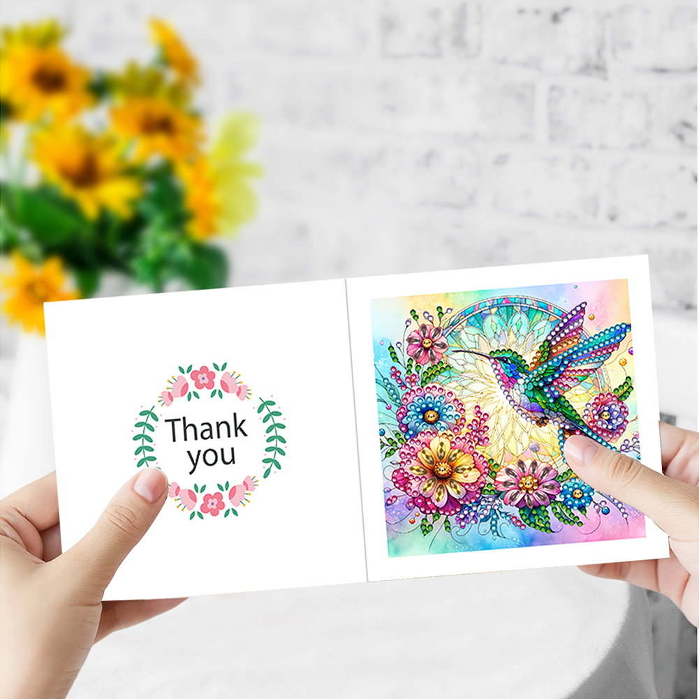 6pcs DIY Diamond Painting Greeting Card - Hummingbird