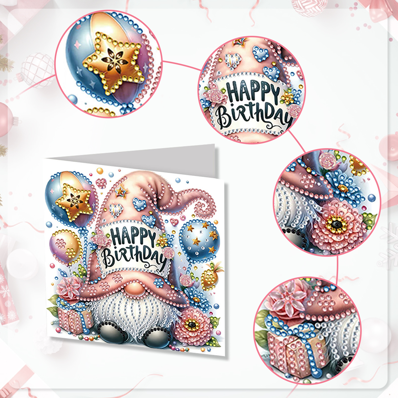 6Pcs DIY Diamond Painting Birthday Greeting Card - Happy Birthday