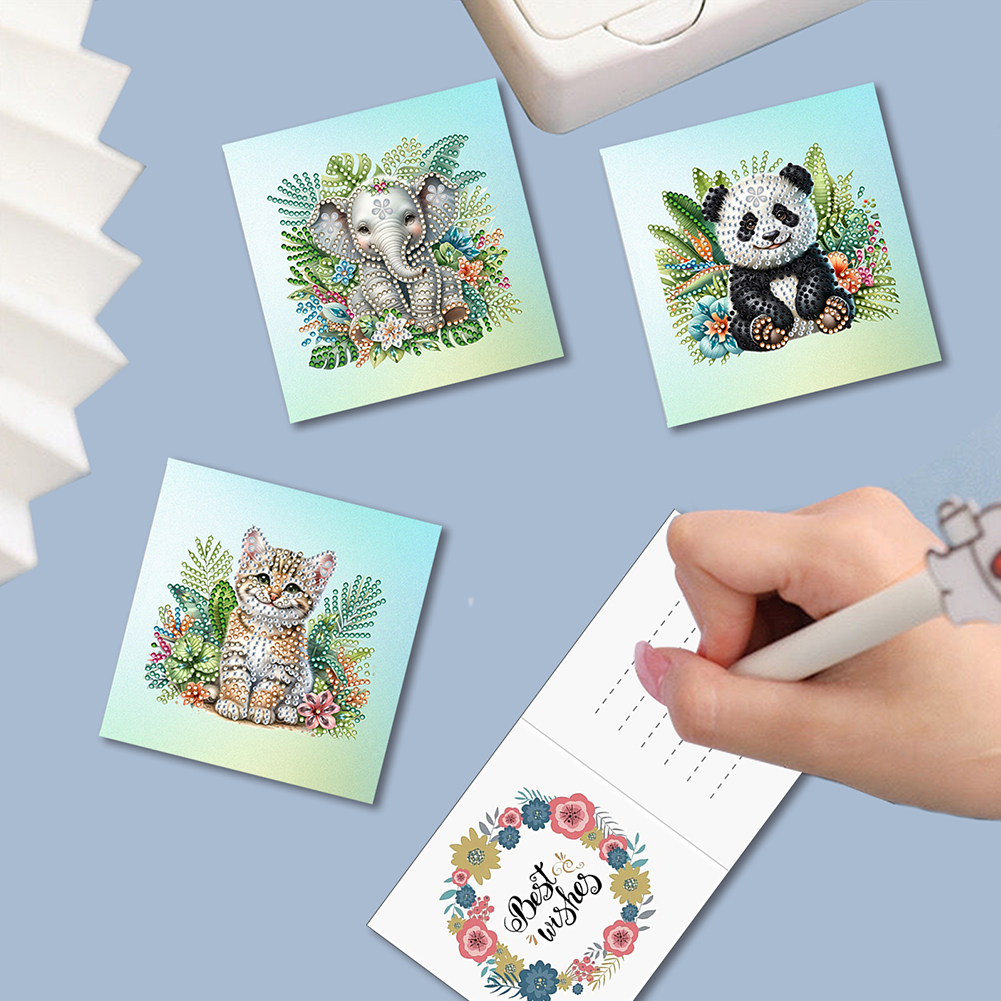 6pcs DIY Diamond Painting Greeting Card - Garden Animal