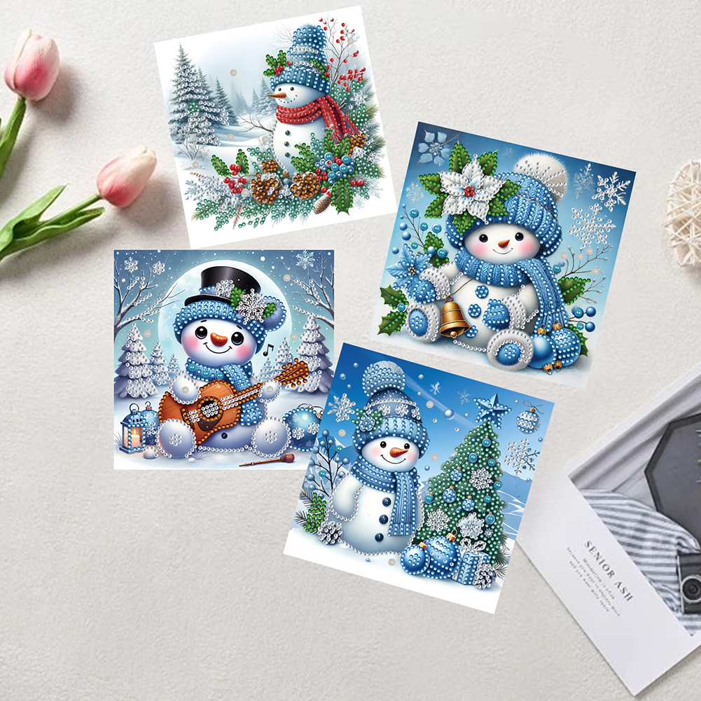 6Pcs DIY Diamond Painting Greeting Card - Xmas Snowman