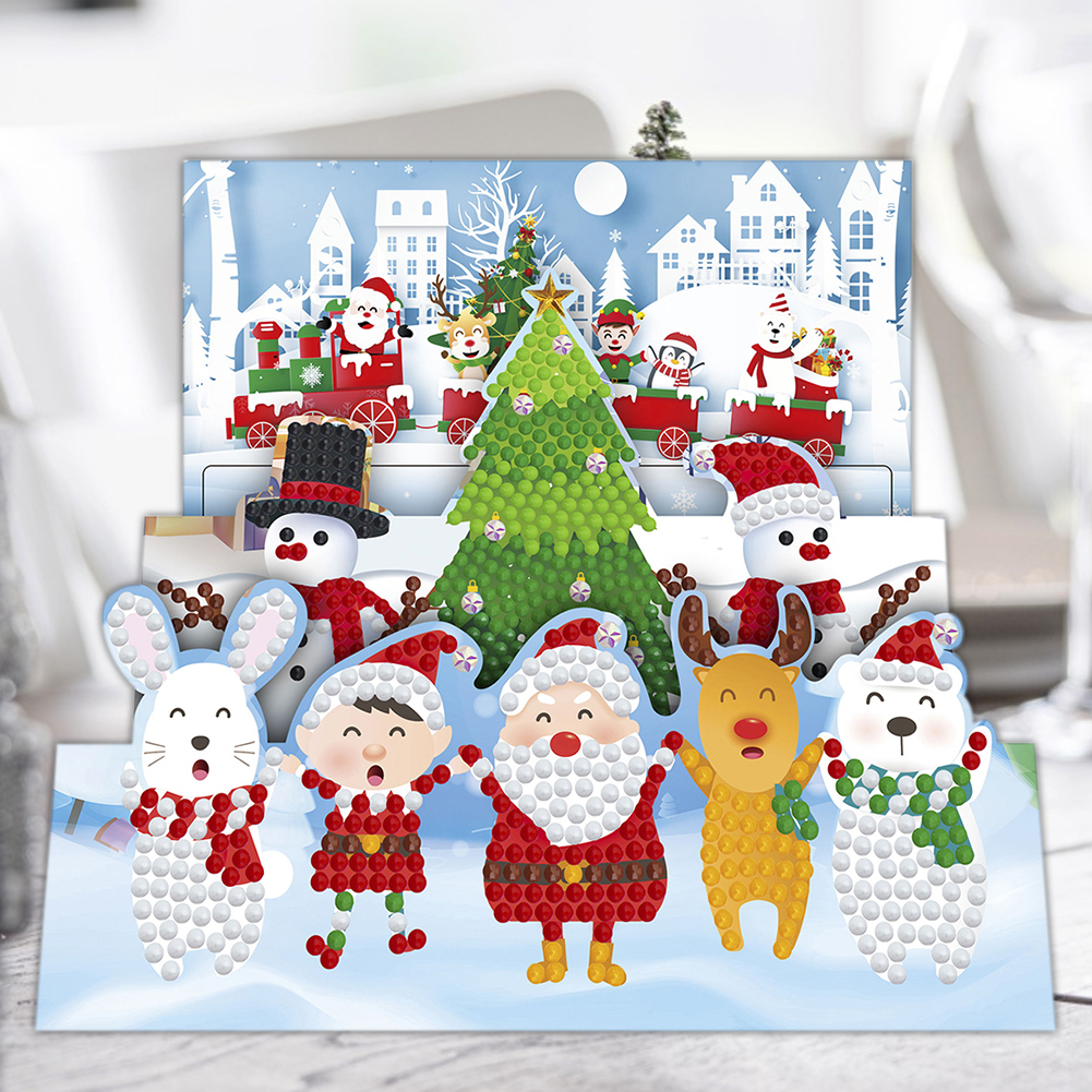 (Limited Stock)Everydayedeals 8pcs DIY Diamond Greeting Card Special-shaped Part Drill Christmas Postcard
